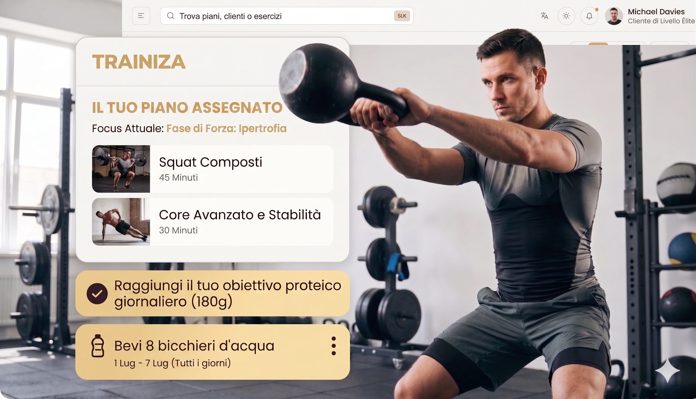 Builder Trainiza per programmi di allenamento personalizzati per clienti dei personal trainer
